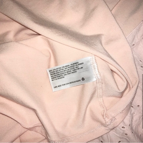 Isabel Blush Light Pink Maternity Tunic Blouse Eyelet Puff Sleeves Large - Picture 4 of 5